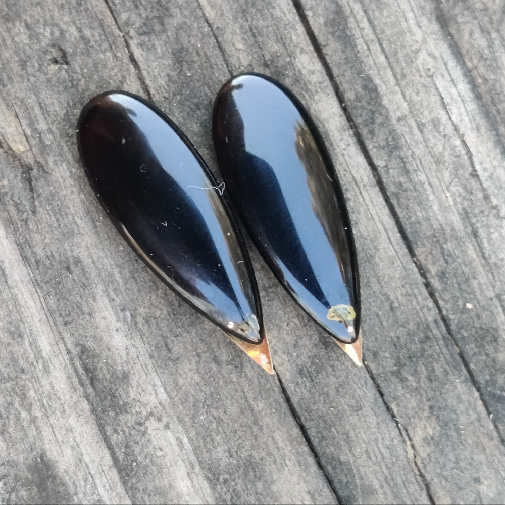 Vintage 14k Ross Simons Black Onyx Earrings - Picture 4 of 5